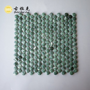 Mosaïque <span class=keywords><strong>de</strong></span> carreaux <span class=keywords><strong>de</strong></span> marbre vert à motif percé 3D pour mur intérieur <span class=keywords><strong>de</strong></span> salon <span class=keywords><strong>de</strong></span> thé design - Product Image 3
