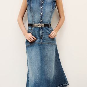 เดรสยีนส์แฟชั่นเก๋ไก๋ปี 2025 แขนกุด สไตล์ลำลองสำหรับผู้หญิง วินเทจ สตรีทแวร์ ลุคเรโทร ล้างสีสไตล์เก๋  แต่งระบาย  ดูสง่างาม - Product Image 2