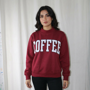 Sweat à capuche marron café pour homme, 100 % coton, style vintage, broderie appliquée, col large, fils fins, idéal pour l'hiver - Product Image 1