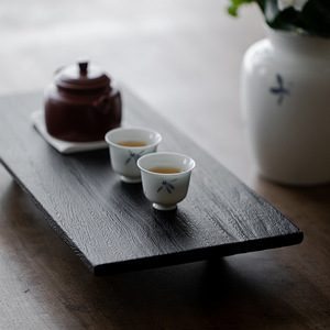 Bandeja de té de madera de nogal tostada al carbón, soporte plano de madera maciza para preparación en seco, antideslizante, estilo japonés Wabi Sabi, para tetera - Product Image 3