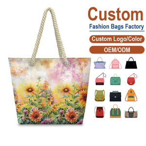Bolsa de Hombro de Lona con Estampado Personalizado de Girasoles y Hongos, Ecológica, con Cordón, para Compras, 1 Pieza, Impresión Personalizada OEM - Product Image 1