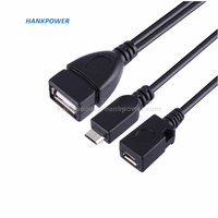 Kabel OTG Micro USB ke USB A Female dengan Adaptor OTG Micro USB dan Catu Daya untuk Ponsel dan Tablet Android