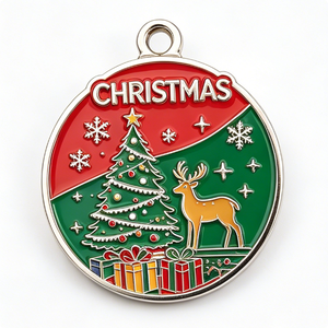 Medalla Esmaltada Circular Patriótica de Aleación de Zinc Plateada para Navidad, 250 Unidades, Estilo USA - Product Image 2