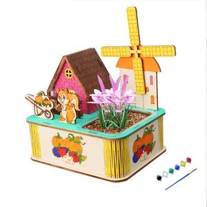 Diy scienza educativa esplorare giocattolo piccola produzione materiali sperimentali in legno fioriera pianta giardino - Product Image 1