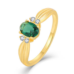 Novo Design Anel De Zircão Verde 14K Banhado A Ouro Promessa De Noivado 925 Anel De Prata Mulheres Jóias Diárias Desgaste Presentes Birthstone - Product Image 1