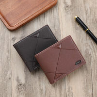 Dompet Pria Lipat Bermotif Geometris Embos 2026, Fashion Retro Trendi, Merek Bisnis Kasual, Kapasitas Besar, Hadiah untuk Pacar