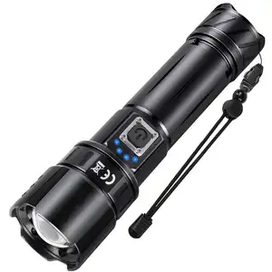 super bright torch light zoom high power tactical flashlight 100000 lumens waterproof XHP70 Powerful rechargeable LED Flashlight