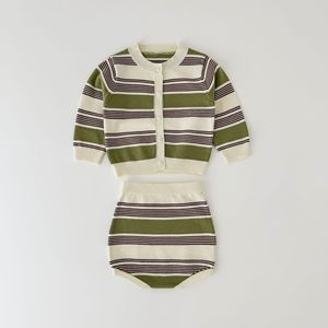 Wholesale Newborn Baby Clothing 2 Piece <b>Sets</b> Striped Cardigan <b>Sweater</b> Knit Pant Kids Clothes Romper Baby Products - Product Image 1
