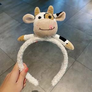 Nouveau bandeau de <span class=keywords><strong>fourrure</strong></span> de vache large faux-vison femmes bandeaux mode motif Animal cheveux cerceau cheveux accessoires - Product Image 2