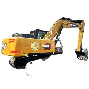 Excavatrice sur chenilles hydraulique d'occasion Sany SY215 de 22 tonnes, certifiée CE, avec accessoire marteau hydraulique et pince de préhension - Product Image 1