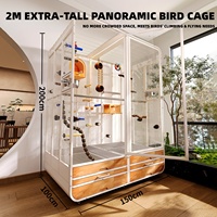 Cage à oiseaux extra-large de luxe, cage panoramique transparente haut de gamme, écologique, à motif solide, avec cadre en métal, pour les grands oiseaux