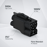 Connecteur intelligent 250A double mode AC/DC pour Tesla EV aux spécifications américaines, étanche IP54, bornes argentées, CCS2 vers CCS1