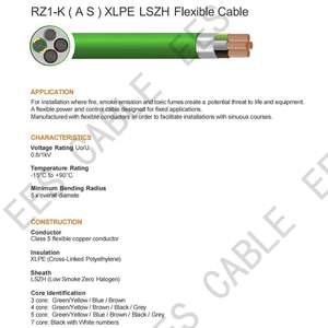 Cable de Alimentación Flexible de Cobre RZ1-K (AS) 0.6/1kV, Cable LSZH Libre de Halógenos, Baja Emisión de Humo - Product Image 4