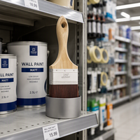 Pinceaux d'angle de mur en fibre synthétique personnalisés de haute qualité avec manche en bois court