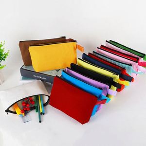 Pochette à fermeture éclair en toile de coton personnalisée en gros, impression de logo, étui à crayons / sac à stylos - Product Image 4