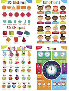 ملصق تعليمي مخصص لتعلم الحروف والأرقام والطقس والحساب، ملصق مغلف للأطفال في مرحلة ما قبل المدرسة - Product Image 4