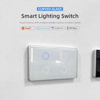 Nouvel interrupteur intelligent d'éclairage WIFI à 4 gangues, verre incurvé, 220V 10A, Alex, Google contrôlé, Zigbee 3.0 pour Smart Life