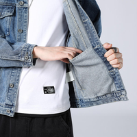 Veste en jean bleu délavé vintage sur mesure pour homme, manteau décontracté streetwear, fournisseur de vestes et manteaux en denim pour homme