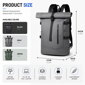 Wholesale Waterproof <b>Roll</b> Top Laptop <b>Backpack</b> Custom Logo Business Travel <b>Backpack</b> Large Capacity Outdoor Commuter <b>Backpack</b> - Product Image 2