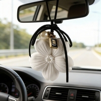 Diffuseur d'huiles essentielles en céramique parfumée en forme de fleur pour voiture, à suspendre, vente en gros