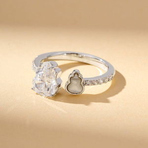 Luxury Zircon Shell Gourd Open <b>Ring</b> <b>Adjustable</b> Index Finger <b>Ring</b> New Style Jewelry Gift - Product Image 4
