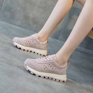 Sneakers con Suola Spessa in Pelle, Sneakers con Strass, Sneakers da Donna di Design, Vendita Diretta dalla Fabbrica - Product Image 1