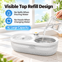 Fontaine à eau intelligente double pour animaux de compagnie, compatible CE FCC RoHS, OEM ODM, pour maisons multi-chats et multi-animaux, contrôle par application, capacité 4L