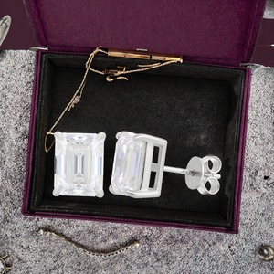 Export Quality Vintage Brilliant Cut Moissanite Diamond <b>Stud</b> <b>Earrings</b> Women's 925 <b>Silver</b> Anniversary Party Perfect Gift Jewelry - Product Image 5