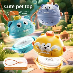Mainan Gasing Hewan Lucu untuk Anak-Anak, Giroskop Tarik Tali Bentuk Hamster/Anjing/Gajah/Kelinci/Kucing/Beruang