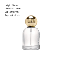 Emballage de bouteille vide personnalisé de 50ml 100ml bouteille de parfum en verre à fond épais vaporisateur bouteille de parfum ronde en verre avec bouchon sphérique