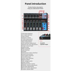 Professional 4 Channel <b>USB</b> Stereo RCA Mixer With <b>Bluetooth</b> Audio Interface <b>For</b> Live Recording And Streaming - Product Image 6