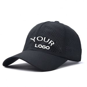 Custom Logo High Quality 6 Panel Snapback Cap Trucker Breathable Mesh Running Laser Cut Hole Perforated Baseball <b>Hat</b> - Product Image 2