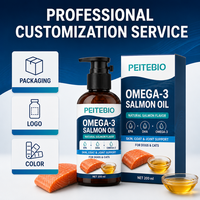 Huile de saumon PEITEBIO Omega 3 pour chiens et chats avec EPA, DHA et saveur naturelle de saumon, pour la peau, le pelage et le soutien des articulations, 200 ml