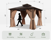 Gazebo à toit rigide 10'x10' avec double toit en polycarbonate