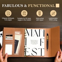 Organisateur de bureau A5, design original, articles cadeaux sur mesure, poche zippée de luxe, bloc-notes détachable avec blocage RFID personnalisé