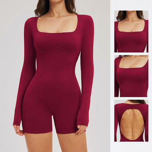 Justaucorps de sport pour femme, effet seconde peau, dos évidé, extensible dans quatre directions, séchage rapide, pour yoga, course à pied, gym et entraînement, tenue active moulante - Product Image 1