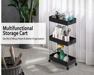 Organisateur de chariot classique multifonction, 3 niveaux, étagère pliante, tour de rangement utilitaire - Product Image 2