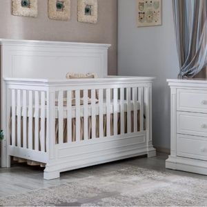 Cuna convertible moderna 4 en 1 de madera maciza, altura ajustable, ecológica, para bebés, niños, uso en hospitales y escuelas, de lujo - Product Image 1