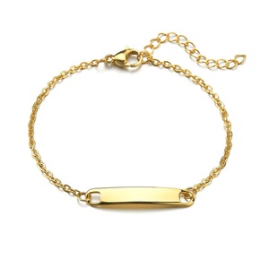 Bracelet personnalisé avec nom pour enfants, plaqué <span class=keywords><strong>or</strong></span>, acier inoxydable, motif géométrique, tendance, cadeau pour fête d'enfant et anniversaire - Product Image 1