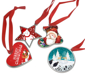 Adornos de árbol de Navidad, casa de Metal, campana, corazón, estrella, forma de calcetín, decoración de Navidad, colgantes de árbol, ornamento - Product Image 5