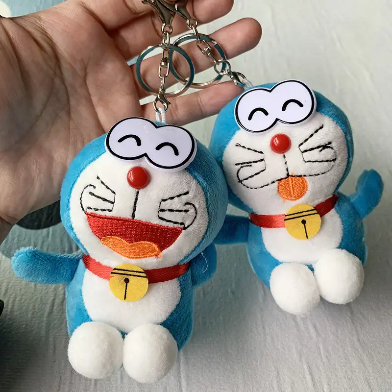 Mini porte-clés personnalisé Doraemon, mignon, dessin animé, en peluche, promotion, amusant, pendentif 3D, pour sac à main, vente en gros, 5 pièces