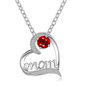 Collier Lettre Cœur Best-Seller Transfrontalier en Alliage de Zinc Plaqué Rhodium Style Rétro Tendance Pendentif Maman pour la Fête des Mères - Product Image 5