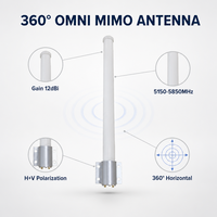 Antena WiFi Omnidireccional MIMO de 12dBi, 5150-5850MHz, RP-SMA, Antena Exterior de Fibra de Vidrio para Router AP, Cobertura Inalámbrica