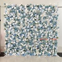 Nouvelle Murale Florale 5D 2,4m x 2,4m Écologique, Roses Bleues en Soie, Style Luxe, Toile de Fond Florale pour Décoration Murale de Mariage 2026