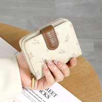 Dompet Wanita Minimalis Geometris Portabel, Tempat Kartu Pendek Bermotif, Dompet Koin dengan Ritsleting
