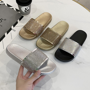 Sandales plates personnalisables pour femmes, style décontracté, pour l'extérieur, avec décorations brillantes - Product Image 3
