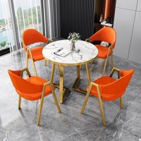 Ensemble de table à manger moderne en or Vente en gros de meubles pour restaurant pour 4 personnes avec 4 chaises en métal pour la maison Bar Salle de sport Chambre Atelier