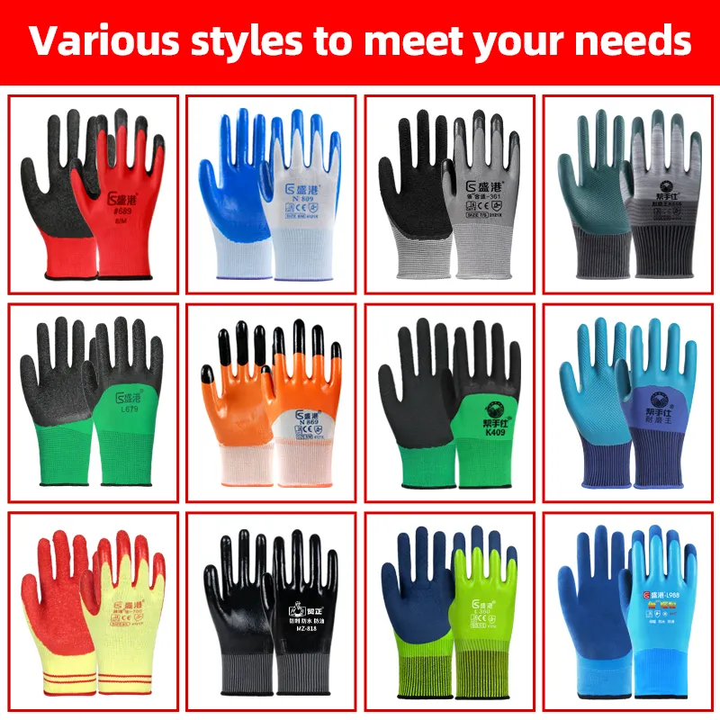 Wholesale men safety industrial grip heavy duty hand latex construction rubber garden gloves   protective gear working gloves