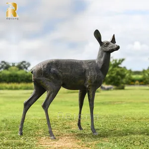 Escultura de veado decorativa em bronze para parque ao ar livre de alta qualidade personalizada