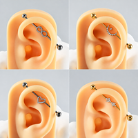 Bijou de piercing corporel tendance pour femme, barbell industriel en titane ASTM-F136 G23 à filetage interne pour cartilage et pont d'oreille